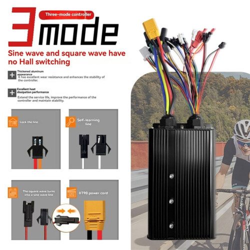 UKC1+ LCD Meter+Sine Wave/Square Wave Interchange Controller 48V-72V 80A Controller for E-Bike Electric Scooter 1