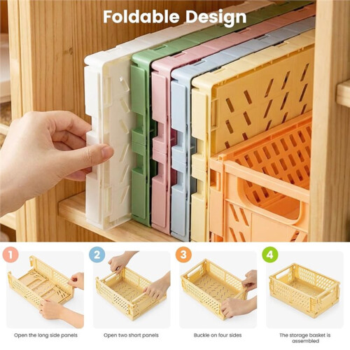 6-Piece Foldable Storage Boxes, Stackable Desktop Storage Boxes, Suitable ForKitchens, Bathrooms, and Bedrooms 1