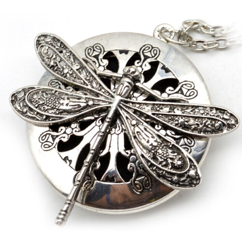 1 St  Silver Dragonfly Aromaterapi Diffuser Halsband med HäNge