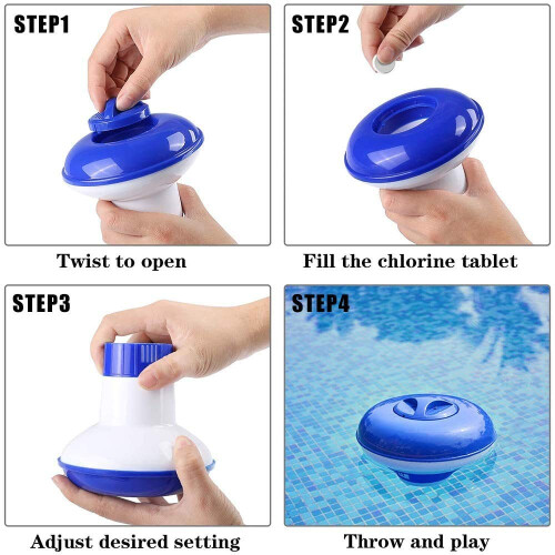 5 Inch Floating Chlorine Dispenser for Pool and Spa, Adjustable Flow Control Tablet Holder, Easy Loading 1
