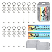 12 Set Beadable Keychain Making Kit Metal Beaded Keychain Kit, Sublimation Keychain Blanks for DIY Crafts Making Gift