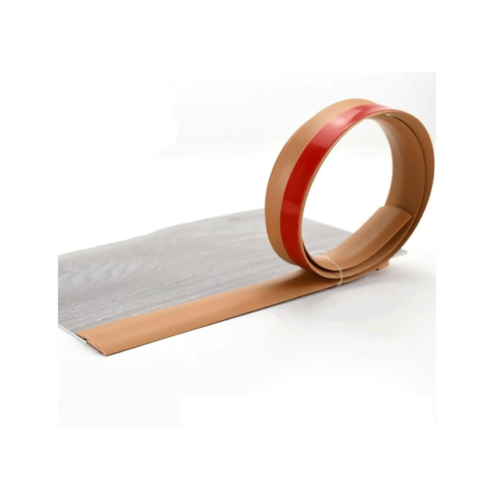 Floor Transition Strip Light Brown 200Cm, Pvc Carpet Edge Trim For Uneven Floors, Self Adhesive, Durable 9771547815228