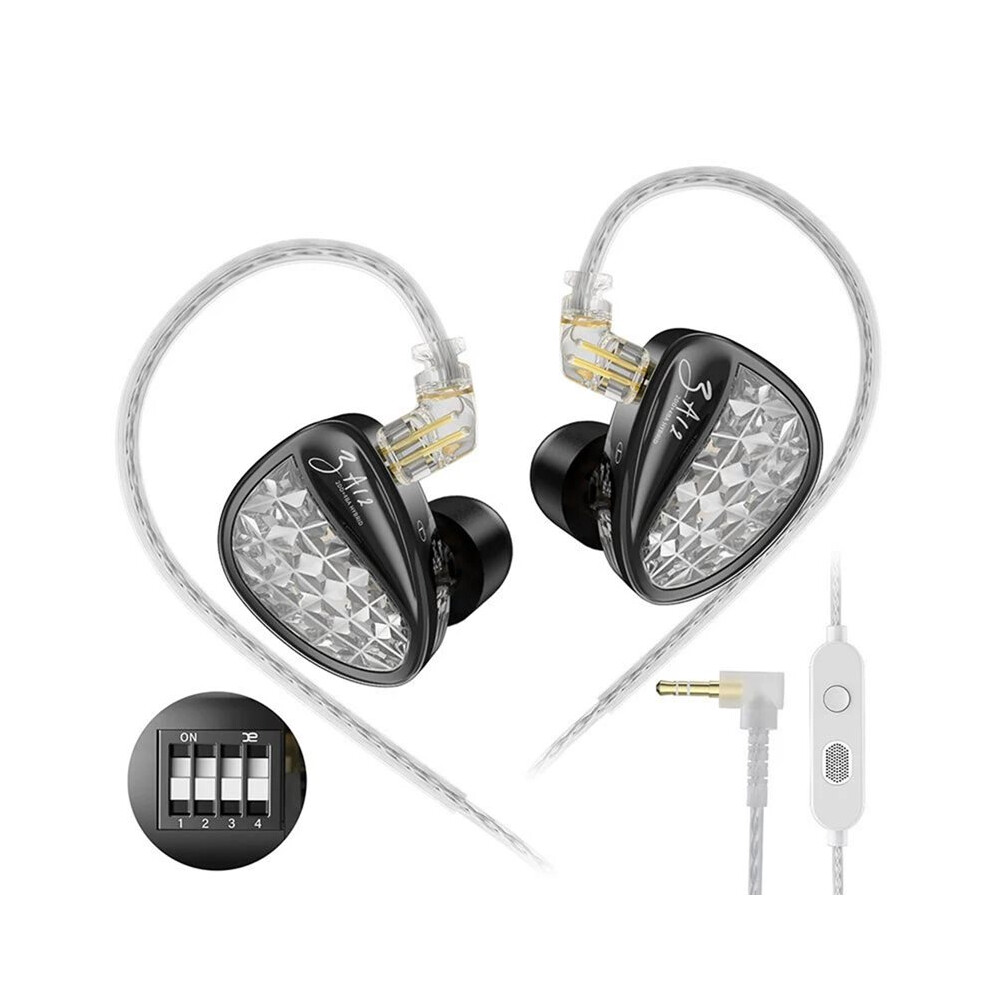 Kz Za12 2Dd+4Ba Hybrid Iem Headphones Wired Inear Monitor Hifi Earphones Sports Headset With Microphone Tuned Version 6034032706702