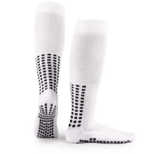LUX Soccer Grip Socks, Knee Length, White, Adult Size, Anti-Slip Performance Football Socks with Full-Length Coverage