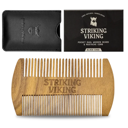 Sandalwood Wooden Beard Comb - Black