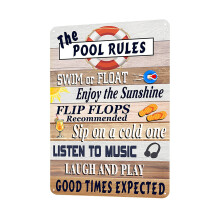 Pool Rules Sign Vintage Metal 12x8 Inch Outdoor Swimming Pool Decor Retro Wall Decoration Durable