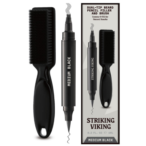 Bartauffüllstift und Bürste - Doppelspitzenstift - Mittel Schwarz Farbe