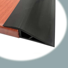 Floor Transition Strip 20mm Height, Self Adhesive Door Threshold Trim for Smooth Vinyl Carpet Edge, Non Slip Black 1m
