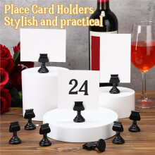 24 Soportes Metálicos para Números de Mesa de 1,7 Pulgadas, Soportes Negros para Tarjetas de Lugar, Soportes para Letreros de Mesa con Clip de
