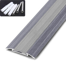 Nonslip Aluminum Floor Transition Strip for Carpet to Tile, Flat Door Threshold Trim with Screws, Gray