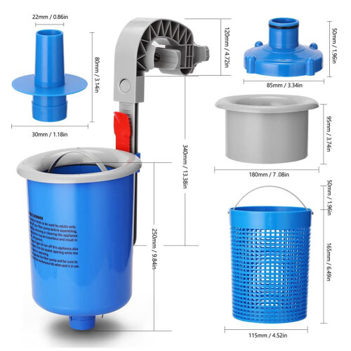 Automatic Pool Skimmer for Above Ground Pools, Wall Mounted Blue Surface Cleaner with Continuous Debris Removal 1