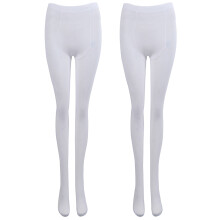 2X Weisse zarte Einfarbig Samt Strumpfhose fuer Frauen