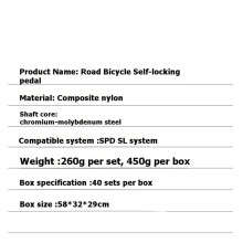 RACEWORK Road Bicycle Lock Pedal Road Bike Self-Locking Foot Pedal SPD-SL System with Locking Plate Pedal