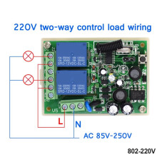 433-MHz-Universal-Funkfernbedienungsschalter, 220 V Wechselstrom, 2-Kanal-RF-Relais-Empfänger und -Sender für Garagentore