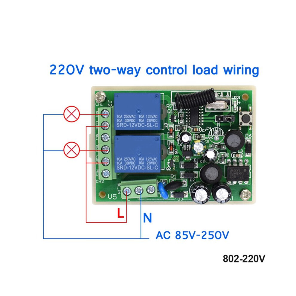 433Mhz Universal Wireless Remote Control Ac220v 2Ch Rf Relay Receiver And Transmitter For Garage Door Gate 6031947208284