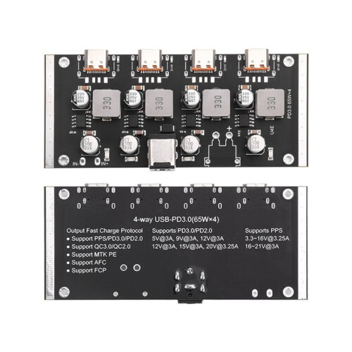 65W PD Fast Charging Module 4-Way Type-C Support PD3.0/2.0 QC3.0/2.0 AFC over-Current Protection Charger Circuit Board 1