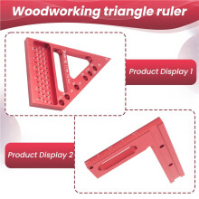 Woodworking Carpenter Square Hole Scribing Ruler Measuring Ruler with Angle Pin Construction Precision Woodworking Tool