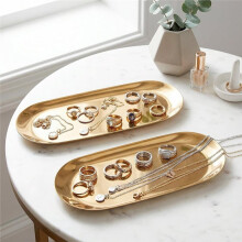 Ensemble de Plateaux de Toilette Luxueux en Acier Inoxydable, Vide-Poches Décoratif pour Chambre et Salle de Bain