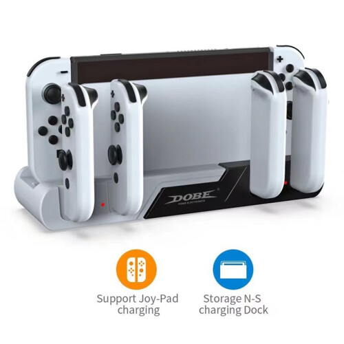 DOBE for  Oled Controller Charging Dock Support 4 Joypad 2 Game Cards Charger Stand Station for   BR 1