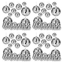 96 Pcs Mirror Disco Hanging, Glass Disco Decor, Disco Party Decorations, for Holiday Party Decor with Rope