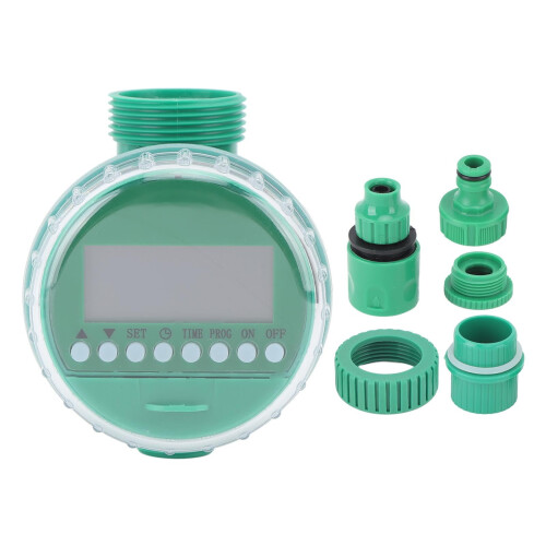 Automatic Watering Timer with LCD Display, Leakproof Garden Irrigation Timer with 5 Hose Connectors
