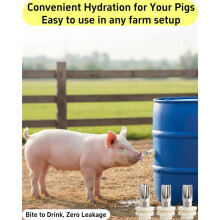 3-Pack Pig Nipple Waterer - Stainless Steel Automatic Hog Waterer with Leak-Proof Tank Connectors