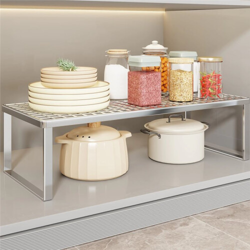 1pc Stainless Steel Microwave Shelf Organizer, Rust-Proof Countertop Storage Solution