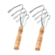 2Pcs Stainless Steel Clam Rake Clam Digger Tool with Ergonomic Non Slip Grip for Beach Digging