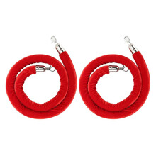 2 Pack Red Velvet Stanchion Rope with Silver Hooks, Elegant Crowd Control Barrier for Party and Event