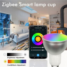 Lampadina Intelligente Zigbee GU10, Compatibile con Alexa,  e ConBee, 5W (50W) RGBCW Dimmerabile, Faretto Funzionante