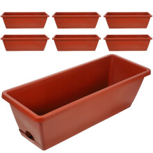 7pcs Outdoor Planter Box Set Durable Resin Trough Pots for Balcony Garden Succulent