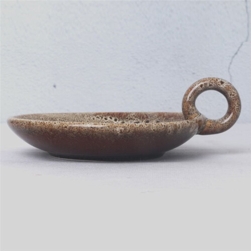 Ceramic Candle Holder with Handle, Decorative Tray for Home & Meditation Room 1
