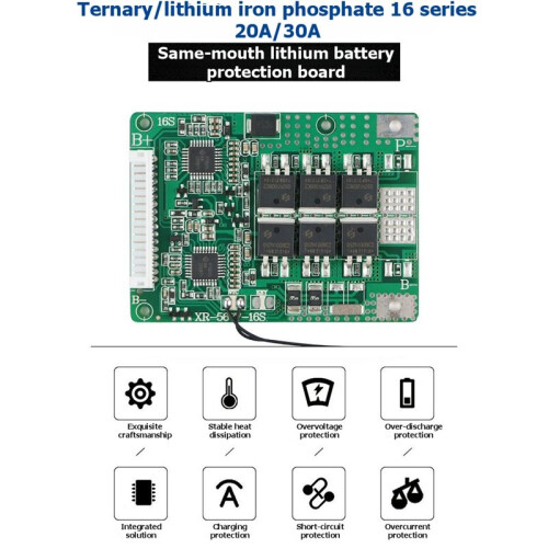 Balancer Version BMS 16S 30A 20A 60V 52V Battery Charge Board Equalizer NTC Temperature Protection for Escooter 20A 2