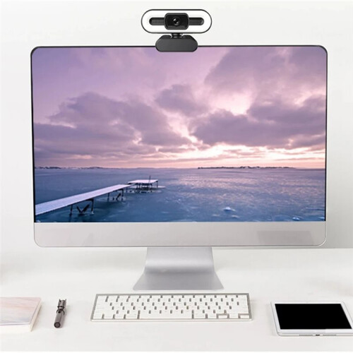 Webcam Portatile Full HD per PC e Laptop con Autofocus, Microfono e Luce di Riempimento, Ideale per Streaming Live e Riunioni. Risoluzione 4K. 1
