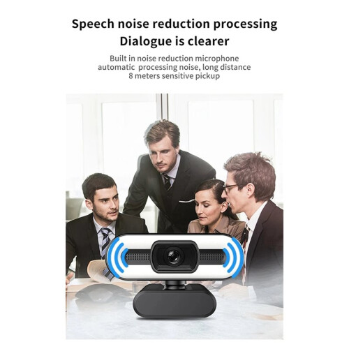 Webcam Portatile Full HD per PC e Laptop con Autofocus, Microfono e Luce di Riempimento, Ideale per Streaming Live e Riunioni. Risoluzione 4K. 2