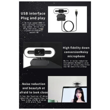 Tragbare Full-HD-Webcam für PC und Laptop mit Autofokus für Live-Streaming und Meetings, mit Mikrofon und Aufhelllicht (4K)