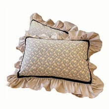 2 Pack Ruffle Pillowcases Khaki, Breathable Cotton Pillow Covers with Ruffled Envelope Design, Farmhouse Floral Style