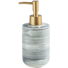 Ceramic Marble Soap Dispenser with Golden Pump, 350ml Gray Bathroom Lotion Bottle