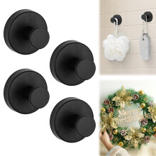 Suction Cup Hooks for Wreaths 11lb Heavy Duty No Drill Wreath Hangers 304 Stainless Steel 4 Pack Black