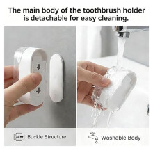 3 PCS Wall Mounted Toothbrush Holders for Bathrooms, Toothbrush Holder with Cover, Dustproof Suction Cup Shower Holder