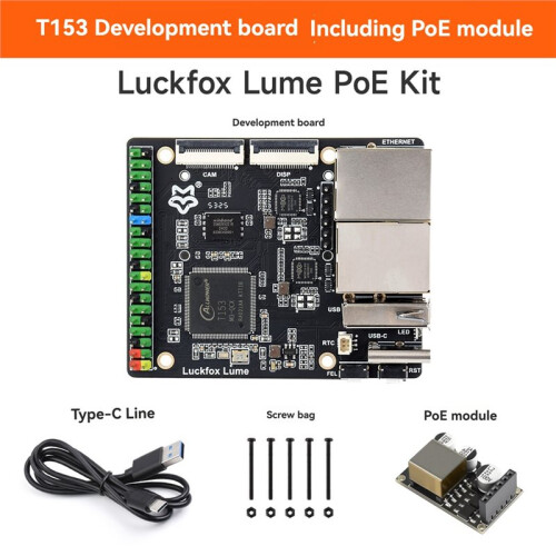 Luckfox Lume Linux Development Board Based  T153 Dual Gigabit Ethernet  128MB DDR3 Memory 256MB Flash with POE Module 2