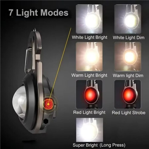 Portable Flashlight Keychain Light COB Multifunctional  LED Work Light Small Portable Flashlight for Outdoor Camping 2