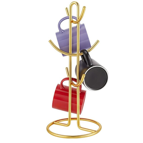 Iron Coffee Mug Holder Tree with 6 Hooks, Space-Saving and Elegant Design for Kitchen Organization 2