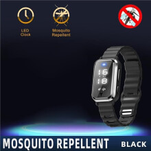 Ultrasonic Mosquito Repellent Bracelets Watch Adjustable Silicone Wristbands Outdoor Bracelets(1Pack M16 Black Watch)