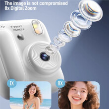 Kids Color Instant Camera 5 Color Printing Camera 1080P Thermal Print Toy Camera Print Photo Video Games Kids Gift White