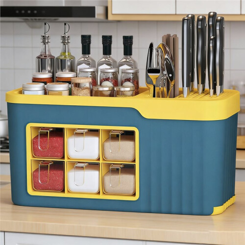 Seasoning Bottle Storage Box, Multifunctional Plastic Organizer, Space Saving Design, Adjustable Layers 2