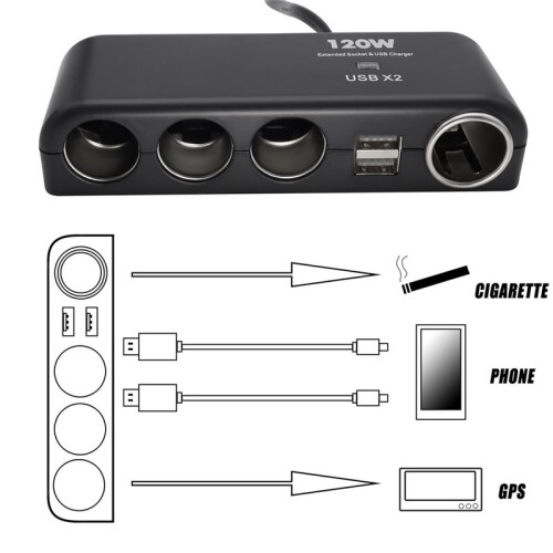 Dual USB 4  Universal Auto Car Cigarette Lighter Socket Multi Splitter Charger Plug Adapter Phone Quick Charger 2