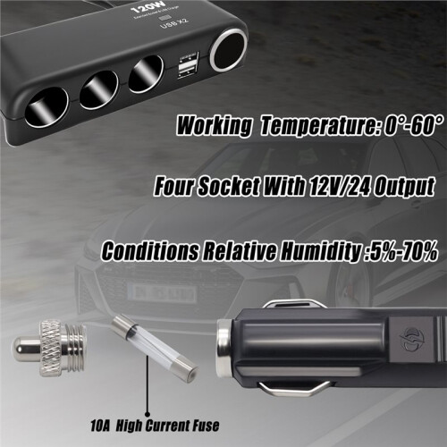 Dual USB 4  Universal Auto Car Cigarette Lighter Socket Multi Splitter Charger Plug Adapter Phone Quick Charger