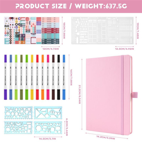 A5 Hardcover Dotted Journal Notebook with 184 Numbered Pages,Dotted Journaling Kit for Beginner Green 2