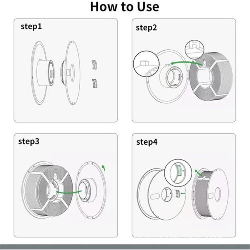 Universal Fit High Temp 3D Filament Spool with Advanced Quick-Lock Design Black 2